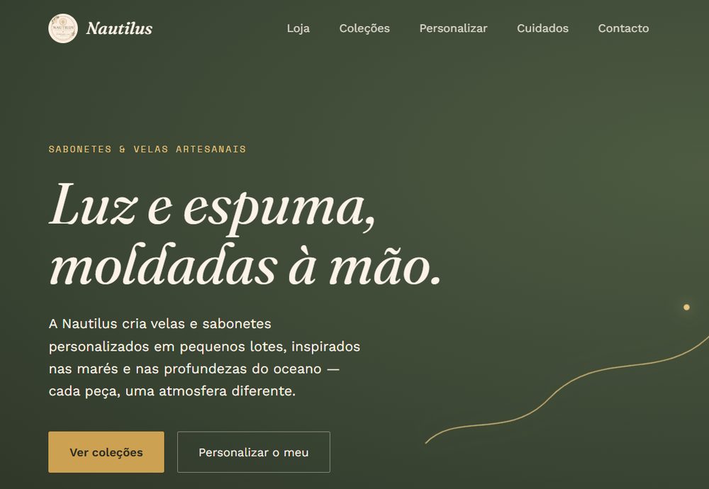Captura de ecrã do website Nautilus Soap & Candles